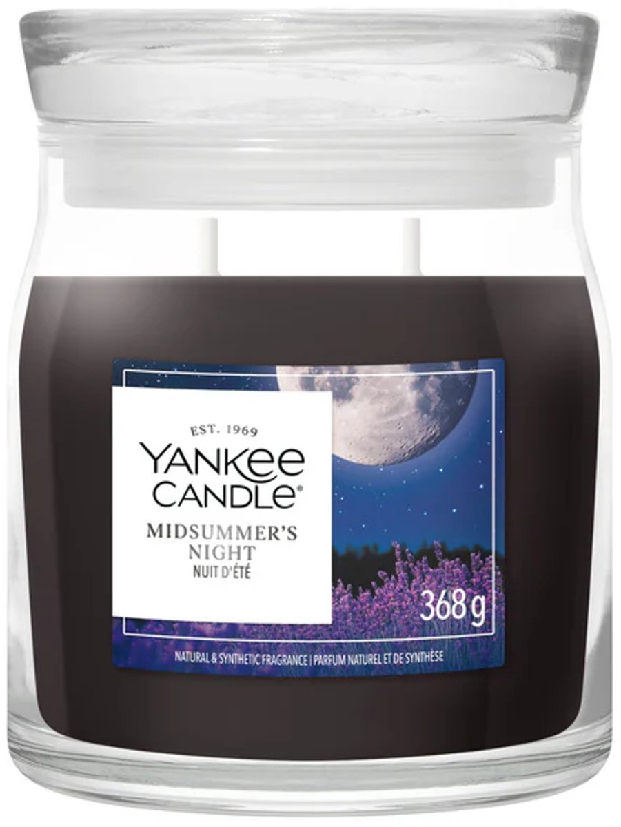 Yankee Candle Midsummer’s Night Medium Geurkaars - 50 branduren - 2 lonten Zwart