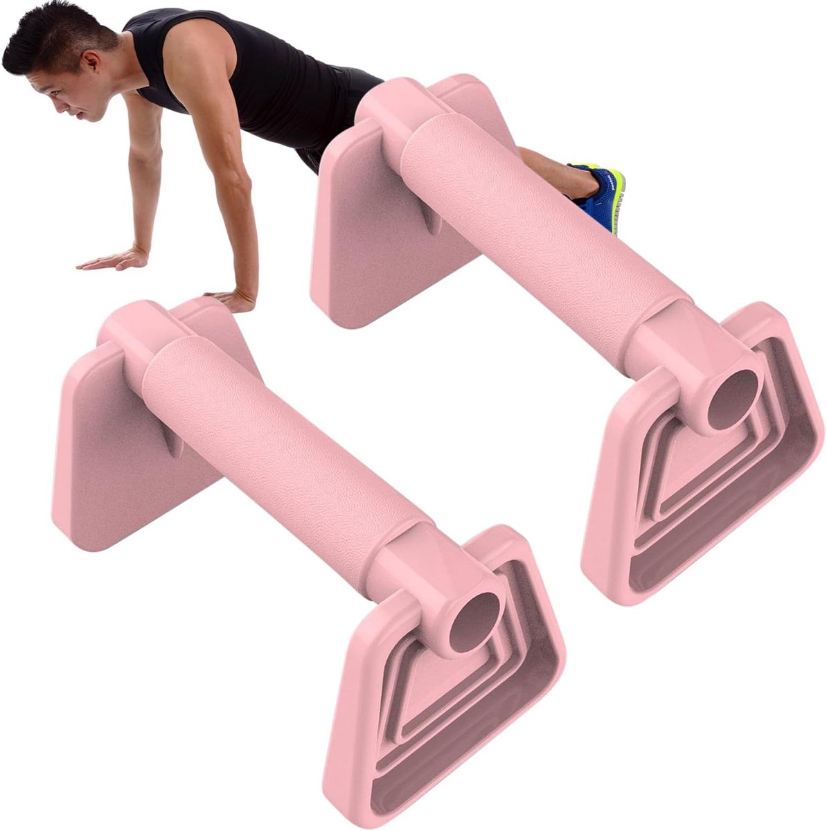 Trainingsapparatuur - Pompstang set - Thuisfitness - Antislip steunframe - 17x10x8 cm - Roze