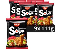 Nissin Soba Bag Chili Noodles - Wok Style Instant Noedels - Vegan - 9 stuks