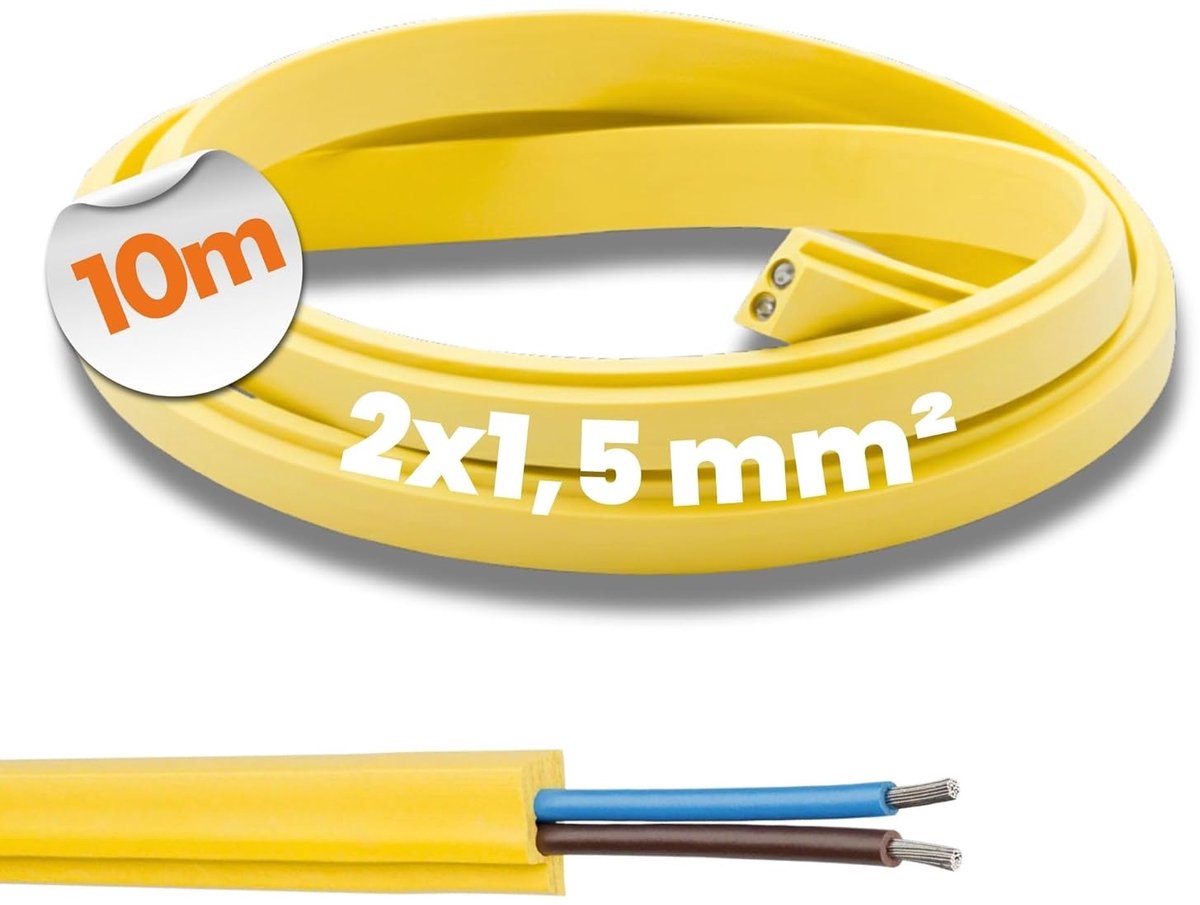 Datakabel Plat - Sleepketting Kabel - Continu Bewegend Gebruik - Hoge Flexibiliteit - 10 Meter - Geel