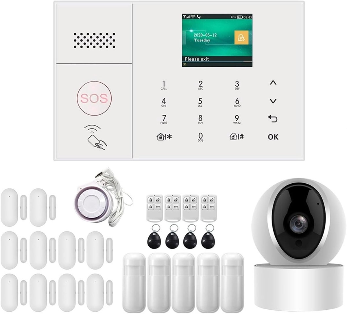 Slim Alarm Systeem - Draadloos Huisbeveiliging - Veiligheid Thuis - App Bediening - 25x15x15 cm - Wit