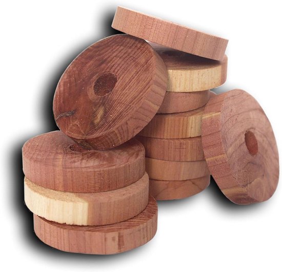 Cederhouten Ringen - Kastverfrisser Hanger - Kasten Fris Houden - Natuurlijke Rode Ceder - Set van 20 - Houtkleurig