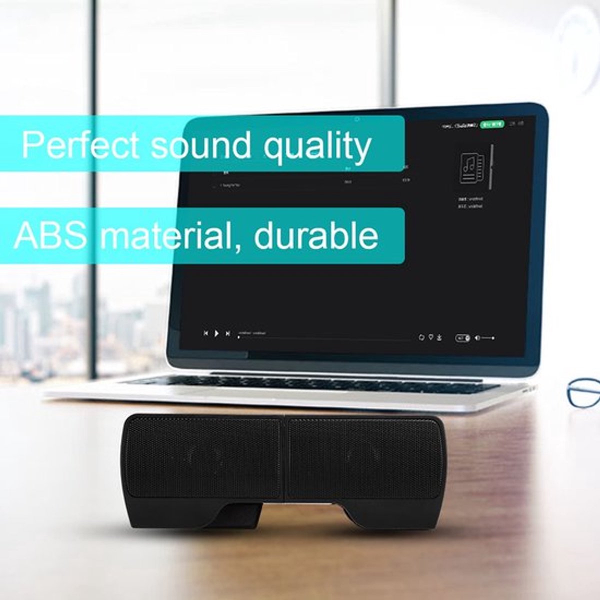 Aladdien - Laptop Soundbar - USB Draagbare Speaker - Mini Desktop Geluid - 2.0