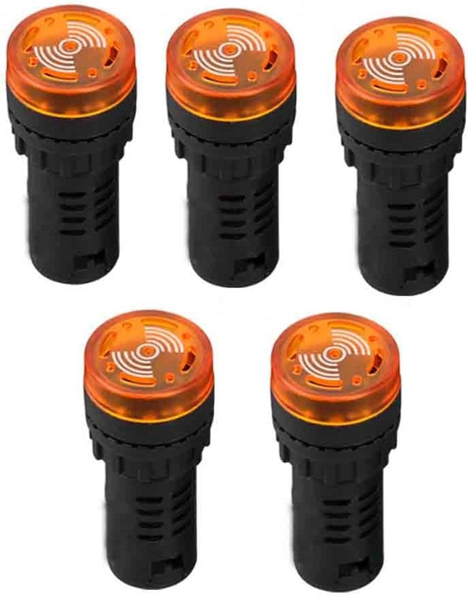 Alarm Buzzer Set - Signaal Geluid - Veiligheid Meldingen - Luid Intermitterend Geluid - 5 Stuks 22mm - Geel