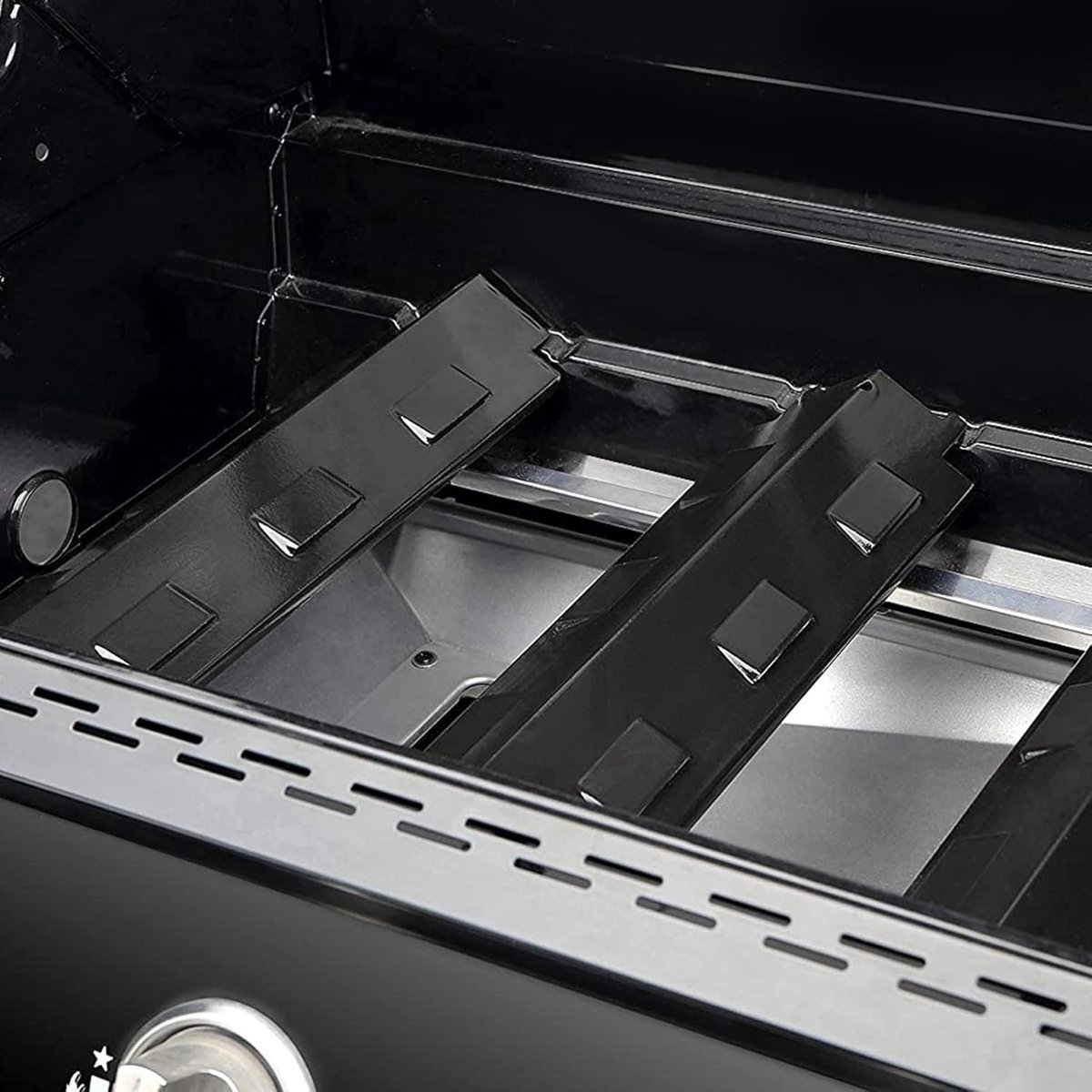 BBQ Hitteschild - Grillplaat Reserveonderdeel - Grillonderhoud - Roestvrijstalen Constructie - 4 stuks 146 cm - Zwart