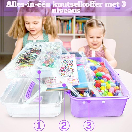 QORA® Knutselkoffer - Knutseldoos - Knutselpakket - Sering - Veelkleurig - 29cm x 17cm x 13cm; 2.5 kg van qora — afbeelding 5