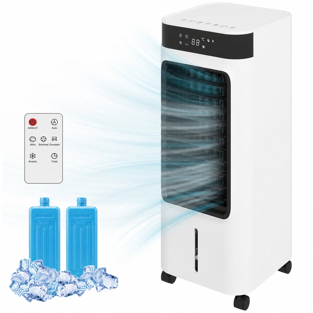 Sogiol - 3-in-1 verdampingsluchtkoeler - Mobiele Airco - met Afstandsbediening & 12-uurs Timer - ontvochtiger kleine &draagbare airconditioner
