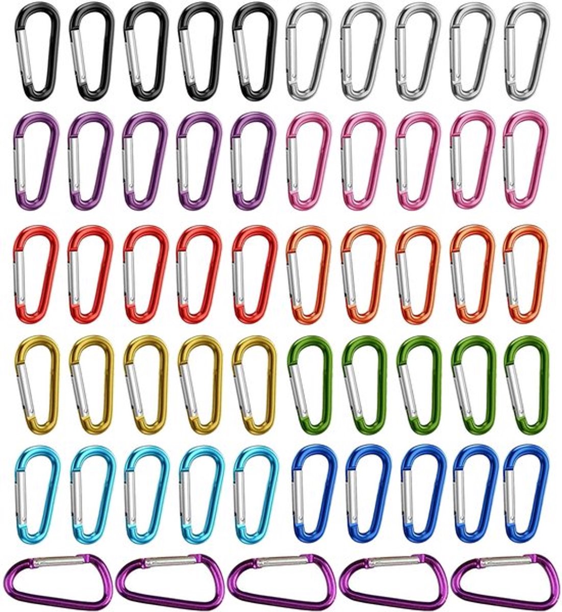 Aluminium verbindingshaak 55 stukken - mini carabiner haken