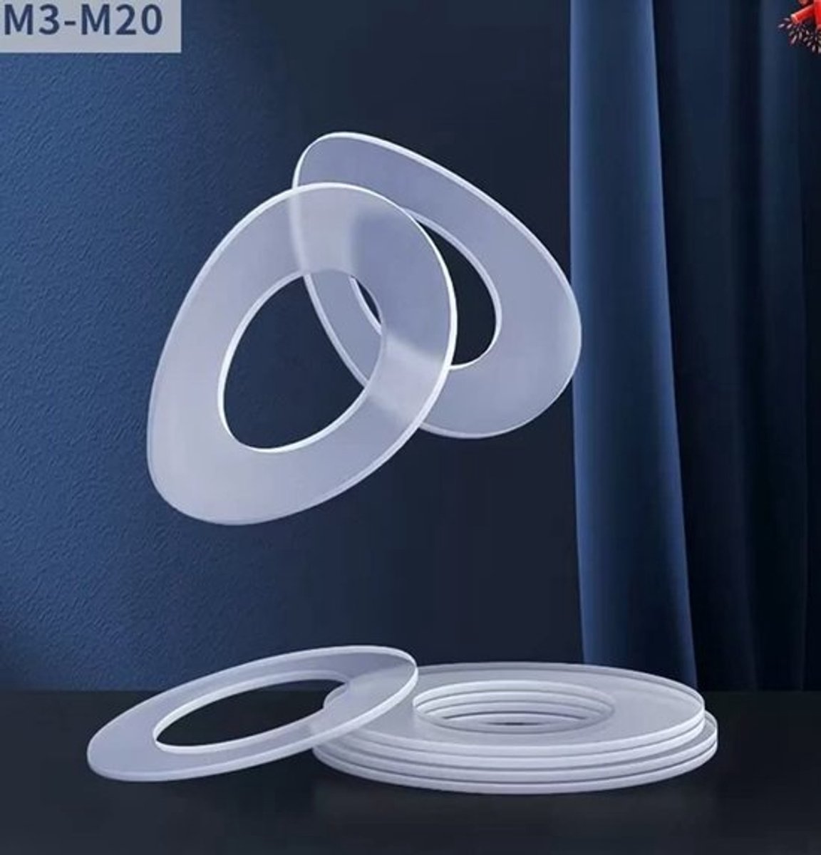 Zeynomax - Kunststof sluitringen - Platte sluitringen - 200 stuks - Helder - Nylon