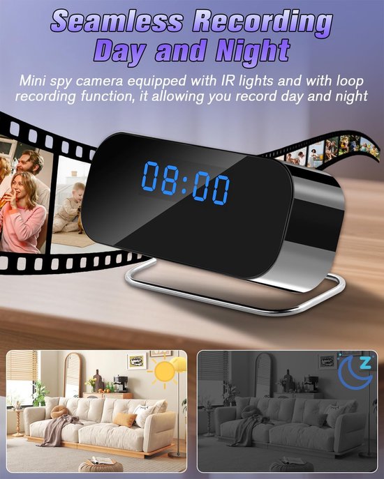 Mini Camera - Draadloze Camera - Thuis Bewaken - AI Detectie - 1080p HD - Zwart van MINI — afbeelding 4