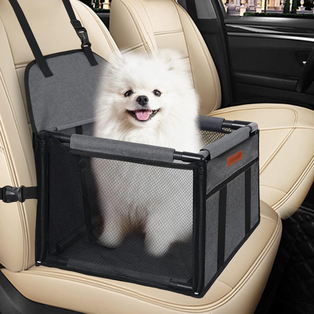 Huisdier Autostoel - Reisstoel Hond - Veilig Reizen - Stevig PVC Frame - 37x37x25 cm - Zwart