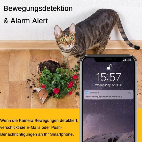 Binnen Camera - Bewakingscamera Wifi - Huis Bewaken - Twee Weg Audio - 6m Nachtzicht - Wit — afbeelding 3