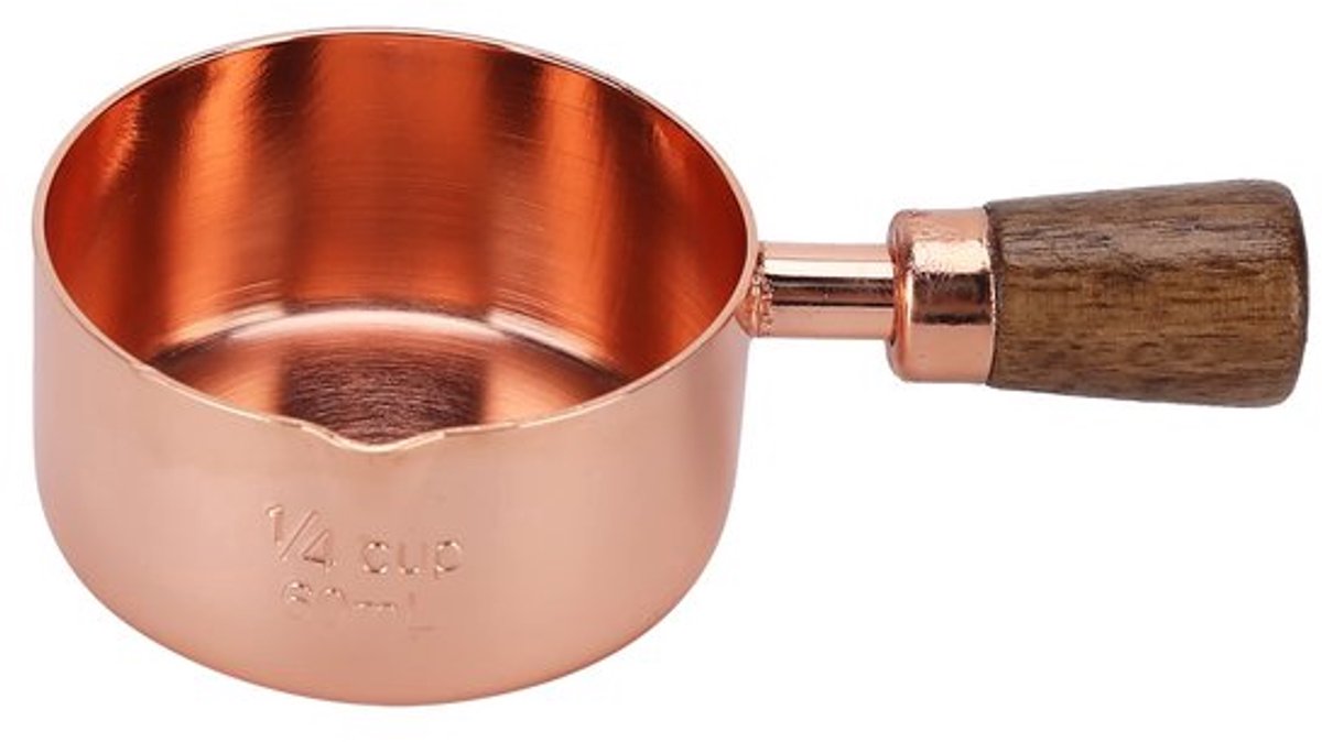 Zeynomax - Roségouden Boterwarmer - Minisauspan - Houten Handvat