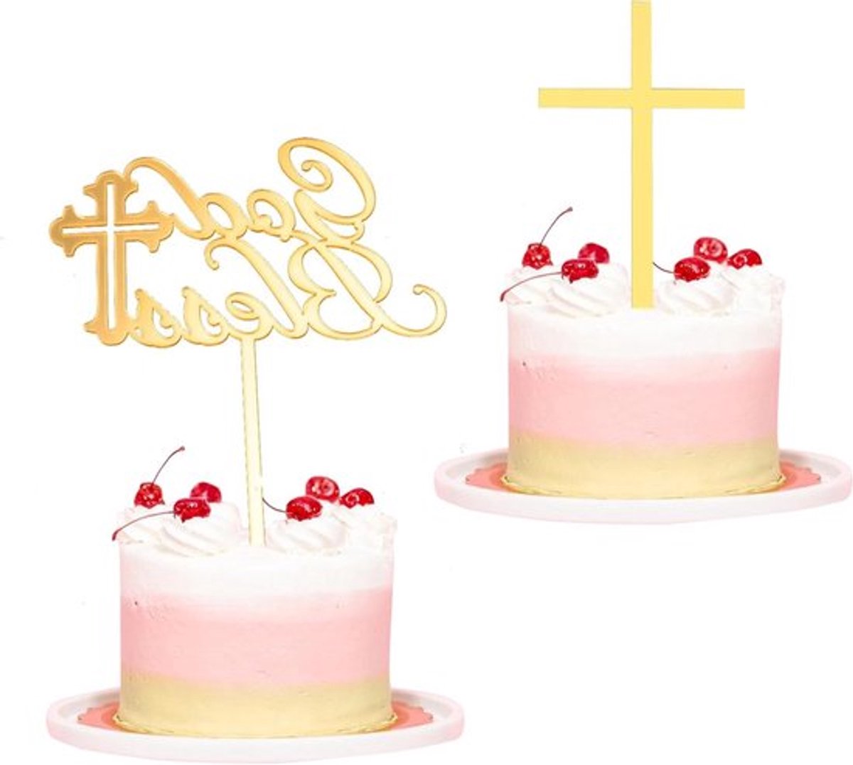 Allecto Plus - Goud Acryl - Cake 12 stuks - Taartdecoratie God Bless