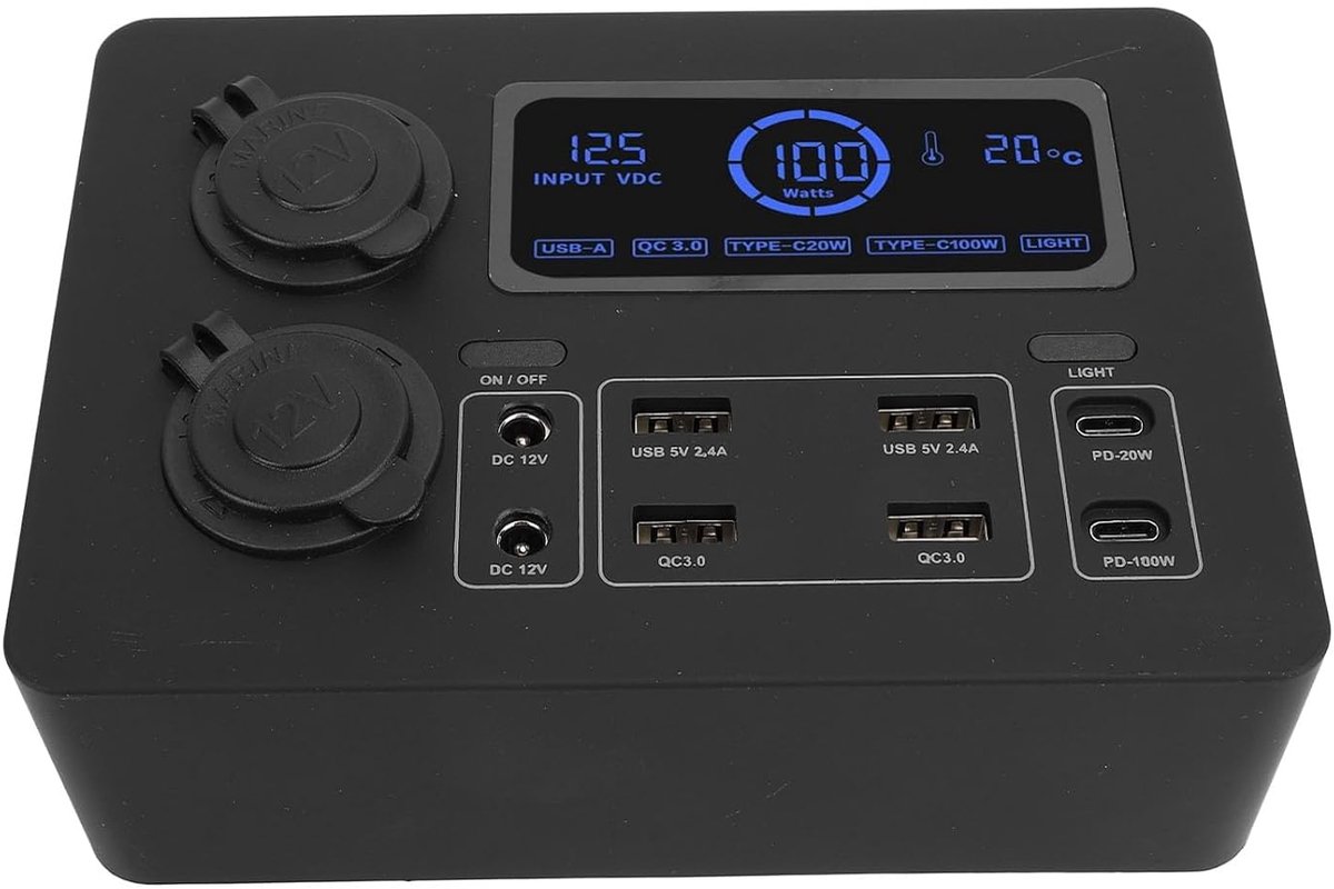 Mini Power Box - Stroomverdeelkast - Buitenstroomvoorziening - Meerdere Uitgangen - 12V - Zwart