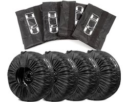 Autoband Hoezen - Reservewiel Beschermers - Banden Beschermen - Waterafstotend Materiaal - Set van 4 - Zwart