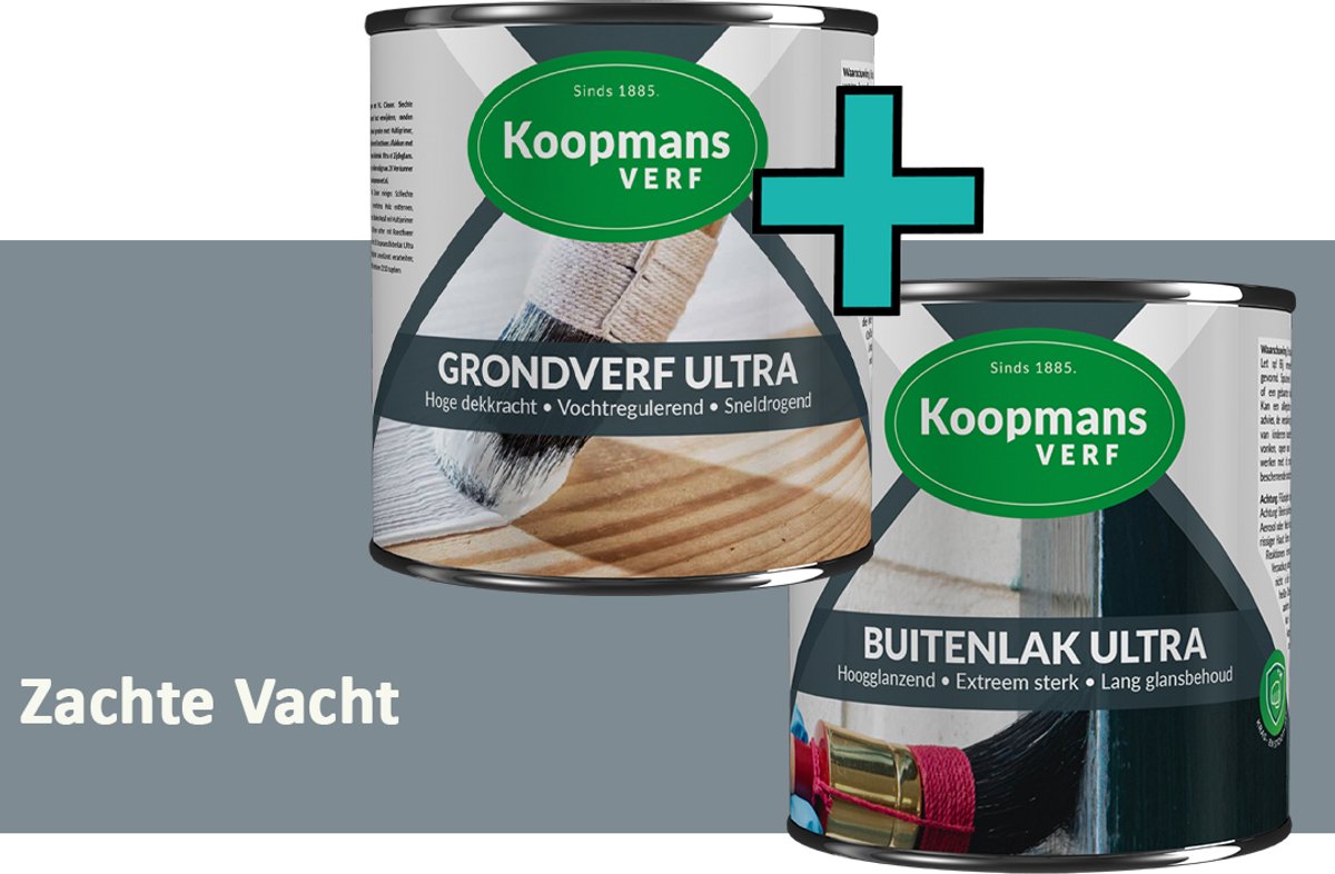 Koopmans Grondverf Ultra en Buitenlak Ultra - Grondverf Lakverf set - Buiten - Zachte Vacht – 2x - 1,5 l