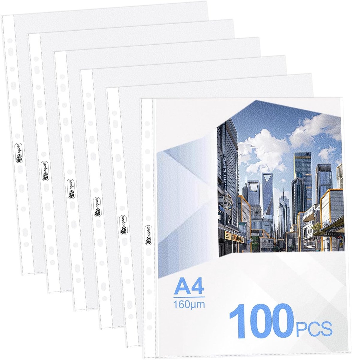 Set van 100 A4 Brochurehoezen Transparant met Geribbeld Ontwerp - Documenthoezen voor Papier, Foto's en Documenten Opslag