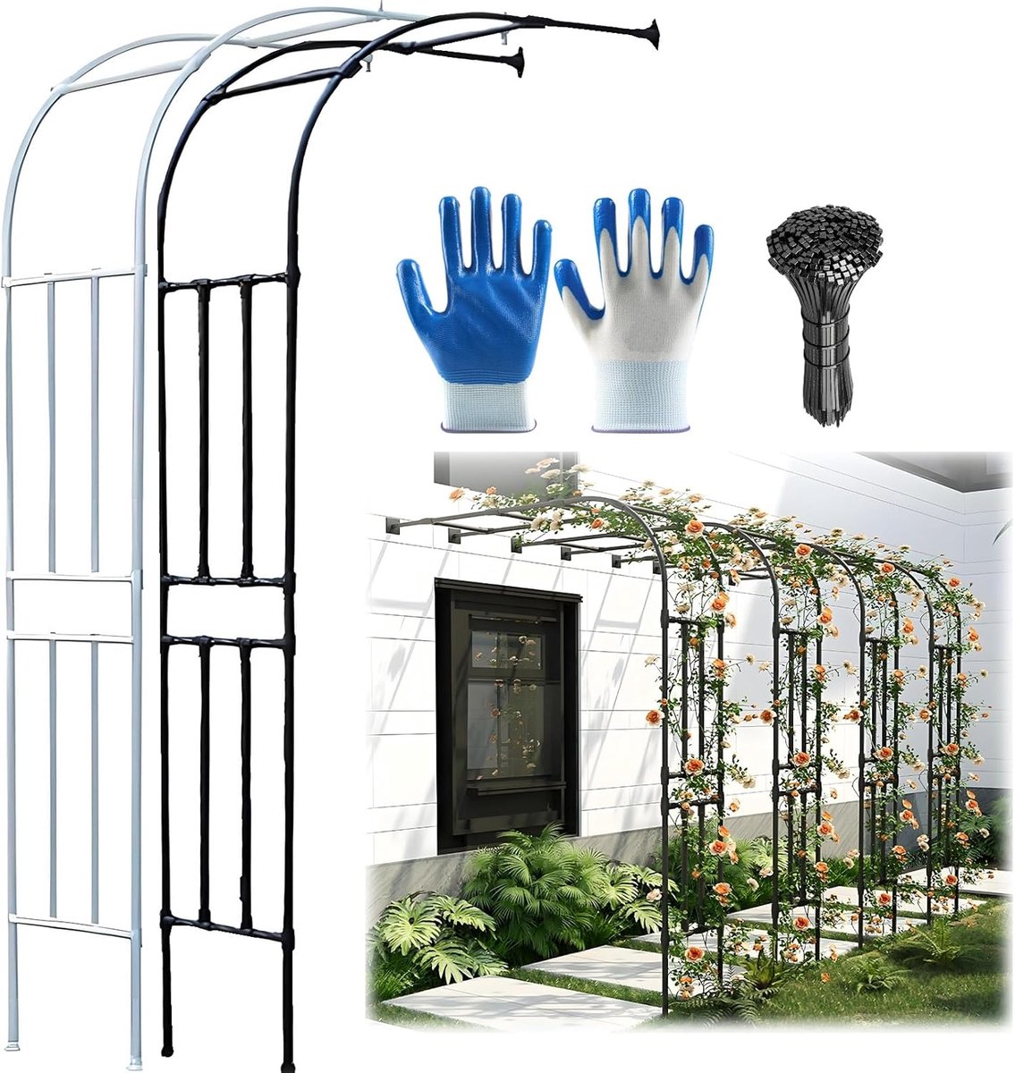 Tuinboog Prieel - Decoratieve boog - Bruiloft decoratie - Weerbestendig staal - 24 meter hoog - Wit