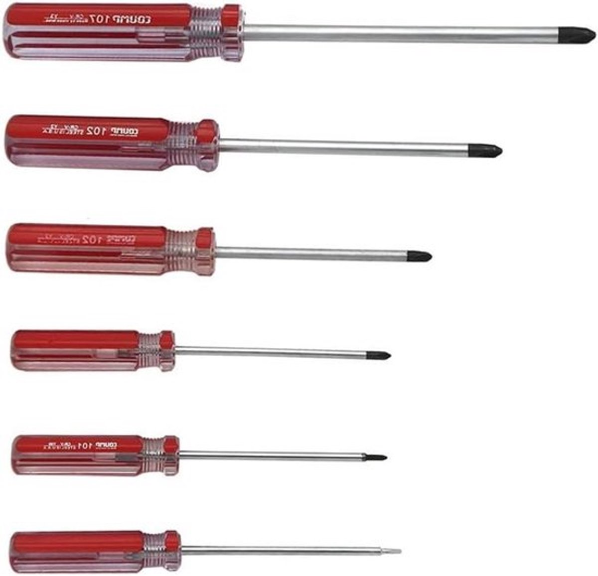 Kunststof trimschroevendraaiset met magnetisch punt en 6 tools