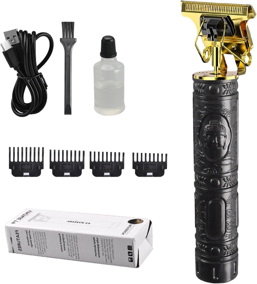 Haartrimmer Heren - Gezichtstrimmer Bodygroomer - Thuis Knippen - Scherpe T-Blade - 2.5 Uur Batterij - Zwart