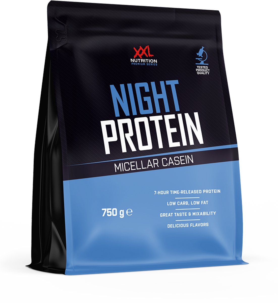 XXL Nutrition - Night Protein - 100% Micellar Caseïne Eiwit - Eiwitpoeder Proteïne Shake - Eiwitgehalte 87% - Aardbei - 750 gram
