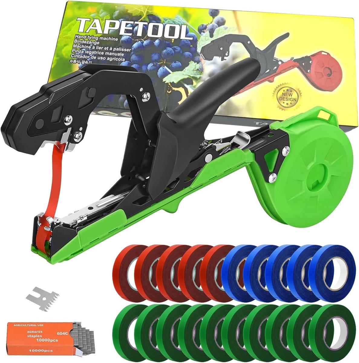 20 Rollen Tuin Tape voor Planten, Touw voor Tying Machines, Inclusief 10000 Nietjes voor Takken, Klimplanten en Bloemen, Ideaal voor Tuinieren en Plantverzorging