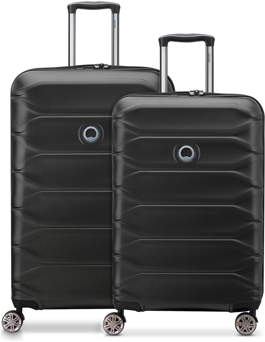 Delsey Paris Meteor 4 wielen Kofferset 2-delig met uitbreidingsplooi - Harde bagage - TSA slot - deep black