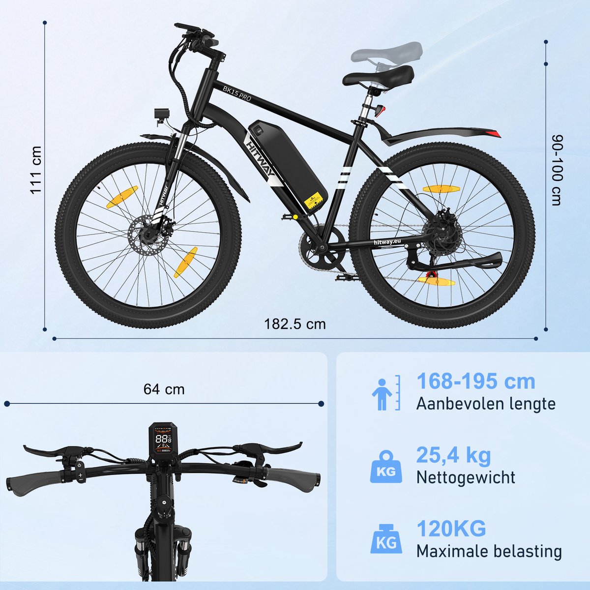 Hitway Elektrische Fiets BK15 Pro - 27.5 Inch City Commuter EBike met Afneembare 36V 13Ah Lithium Batterij - Mountain E-Bike met 250W Motor - 7 Versnellingen - IP54 Waterdicht - Elektrische Fietsen (EAN: ...9363) - afbeelding 3