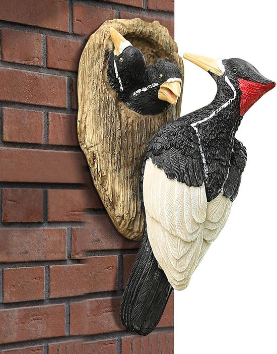 Vogelbeeld Specht - Houtspecht Figuur - Tuin Decoratie - Functionele Vogelwering - 23x11.5x11 cm - Niet gespecificeerd