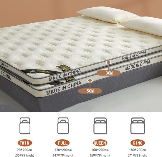 Futon Matras - Japanse Slaapmat Vloermat - Comfortabel Slapen - 5-Laags Structuur - 80x190cm - Camel — afbeelding 5