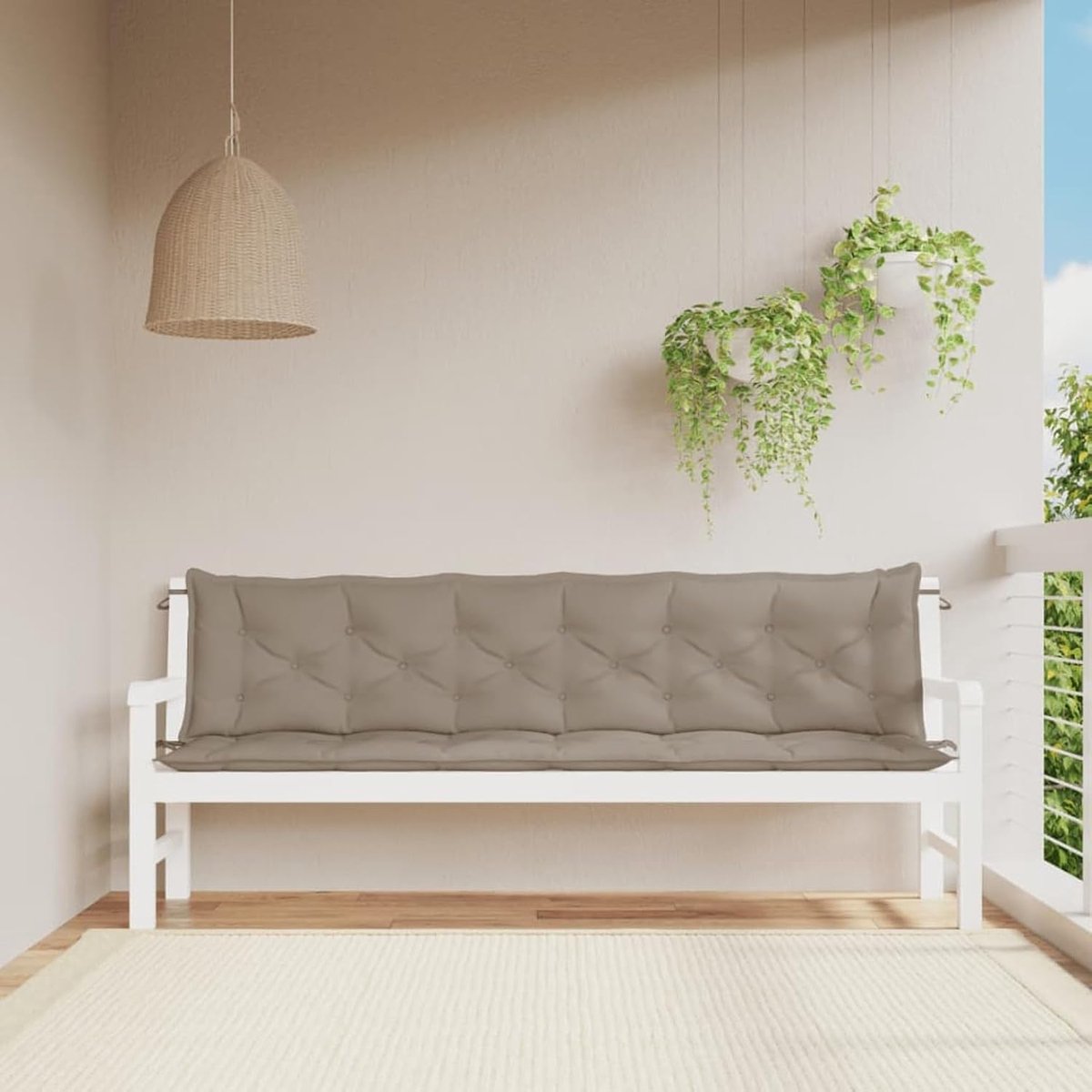 Tuinbank Kussens - Zitkussen Bank - Buiten Zitten - Waterafstotend Oxford-weefsel - 200x50x7 cm - Taupe