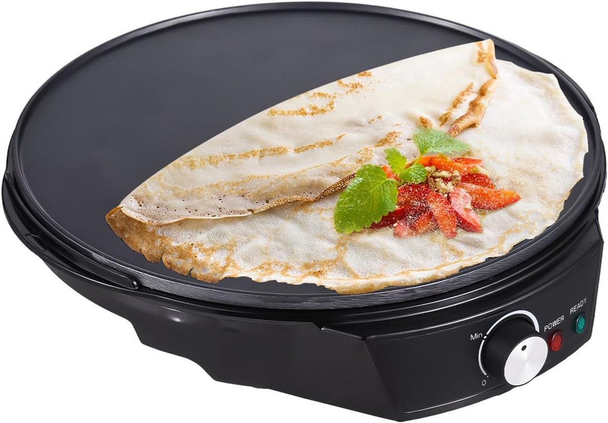 Elektrische Pannenkoekenpan - Crêpe Maker - Ontbijt Maken - Precisie Temperatuurregeling - 11 Inch - Zwart
