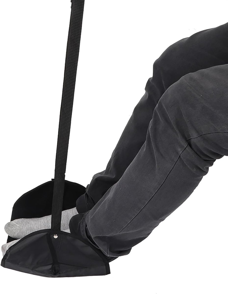 Hangende Voetsteun - Bureau Hangmat - Comfortabel Zitten - Verstelbare Riem - 22 x 10 x 3 cm - Zwart