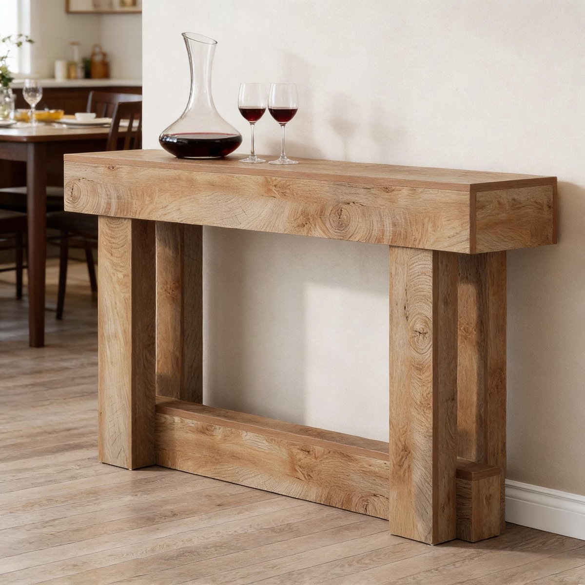 FloraGrace Consoletafel - Smal Met 2 Open Planken - Voor Hal En Achter Bank - Hout - 105x30x80 cm - Rustiek Bruin