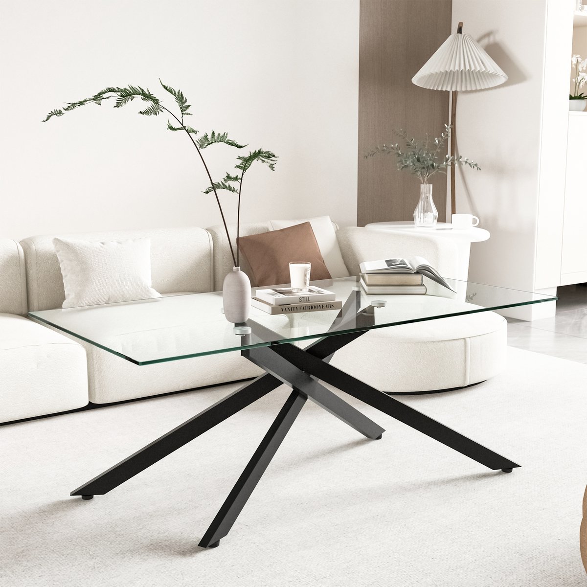 FloraGrace Salontafel - Ruim En Open Design Voor Woonkamer Of Eethoek - Hout En Metaal - 120 Cm - Zwart Bruin