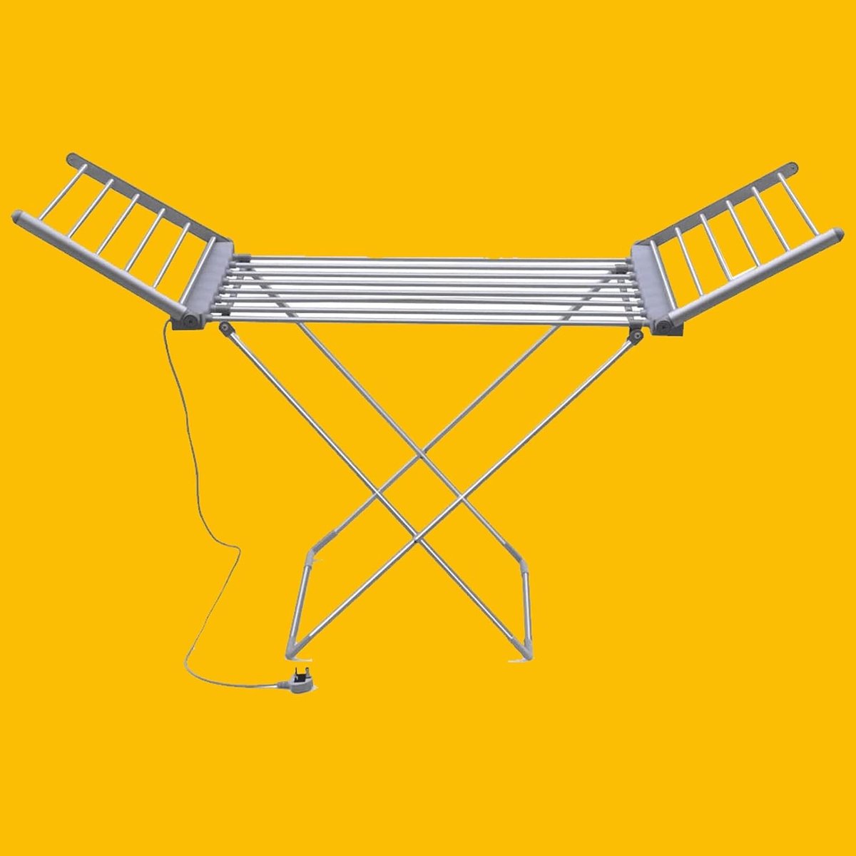 Droogrek Elektrisch Kledingdroger Snel Kleding Drogen Opvouwbaar Met 20 Stangen 54x91x147 cm Zilver
