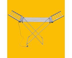 Droogrek Elektrisch - Kledingdroger - Snel Kleding Drogen - Opvouwbaar Met 20 Stangen - 54x91x147 cm - Zilver