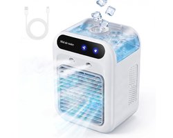 COOAU - Mobiele Airconditioner - Draagbare Luchtkoeler met 500ml Waterreservoir - 2 Ventilatiestanden & 2 Sproeimodi - Stille Mini Airco voor Slaapkamer, Kantoor & Buiten - Energiezuinig & USB-gevoed - Wit