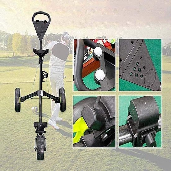 Golfkar Drie Wielen - Golf Trolley Opvouwbaar - Golfen Gemakkelijk Maken - Lichtgewicht Aluminium Frame - 162 cm Lengte - Zwart — afbeelding 5