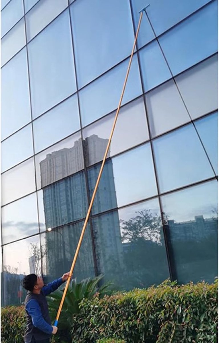 Raamwisser Stok - Gereedschap - Hoge Ramen Schoonmaken - Verstelbare Lengte - Tot 12.5 Meter - Zilver