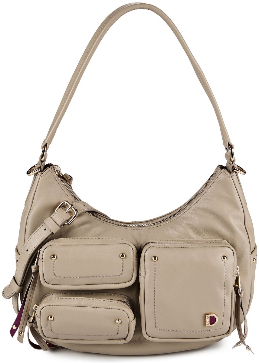 DuDu Pocket Schoudertas Leder 30 cm - Dames - grigio sabbia
