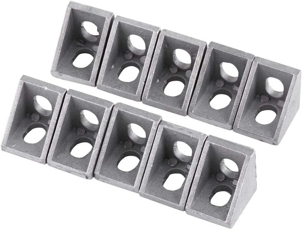 10pcs Aluminum Corner Bracket 20×20mm L Shape Connector Fixing Kit for 20 Series Profile Construction DIY Furniture - ShopVlot