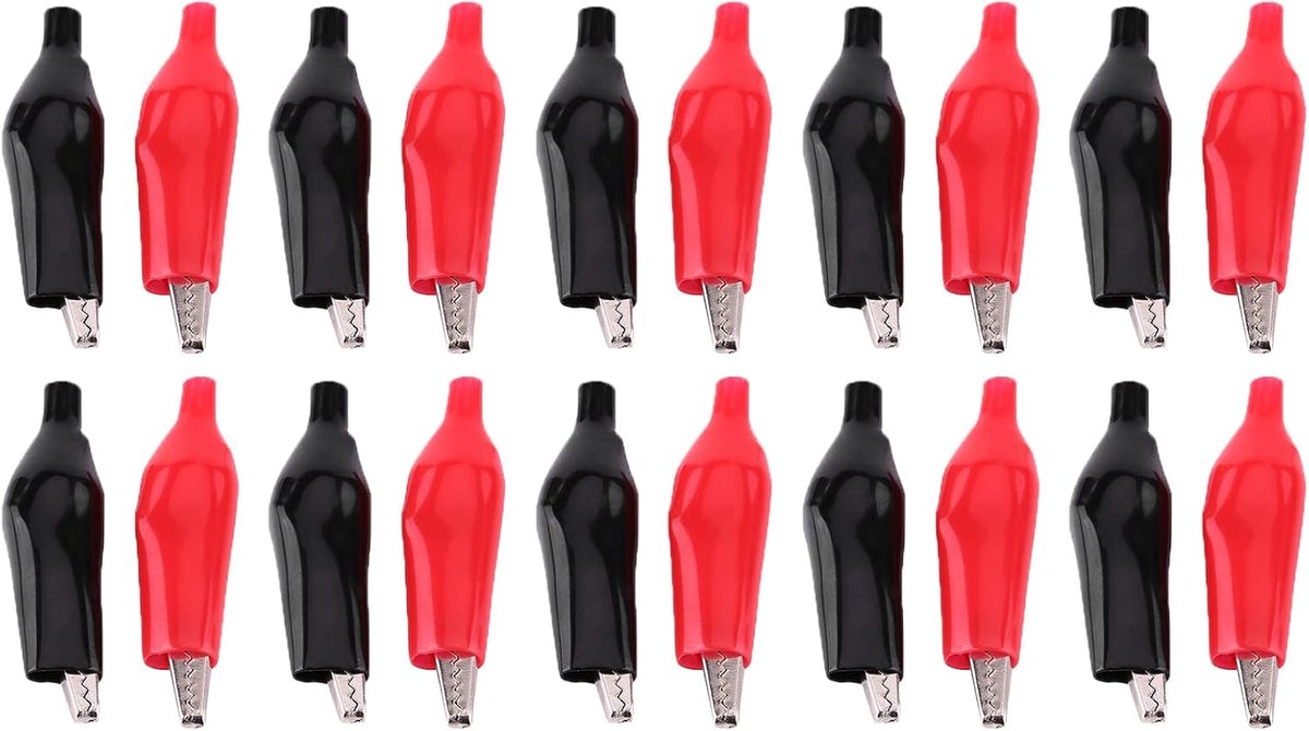 20pcs 28mm Metal Crocodile Clips, Crocodile Clips, Electrical Clamp with Insulation, PVC Sleeves, Covered for Test - ShopVlot