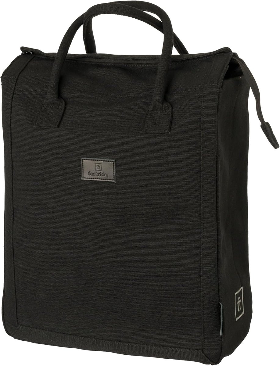 Shopper basics zwart - waterafstotend canvas - reflecterende details - ideaal voor dagelijks gebruik - ShopVlot