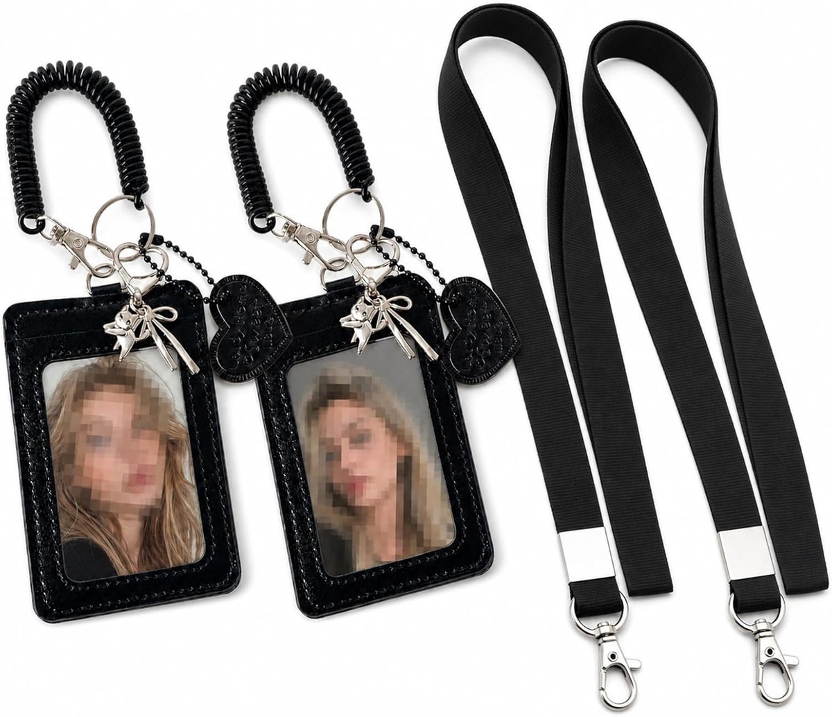 Set van 2 fotokaarthouders - leer - met schouderbanden - ideaal voor kaarten - ShopVlot