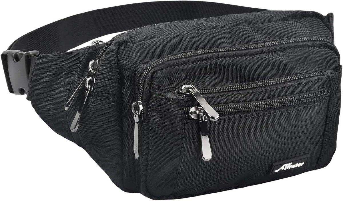 Heuptas - Zwart - 22 x 13 x 7 cm - Nylon Fanny Pack met Verstelbare Riem - Voor Heren en Dames