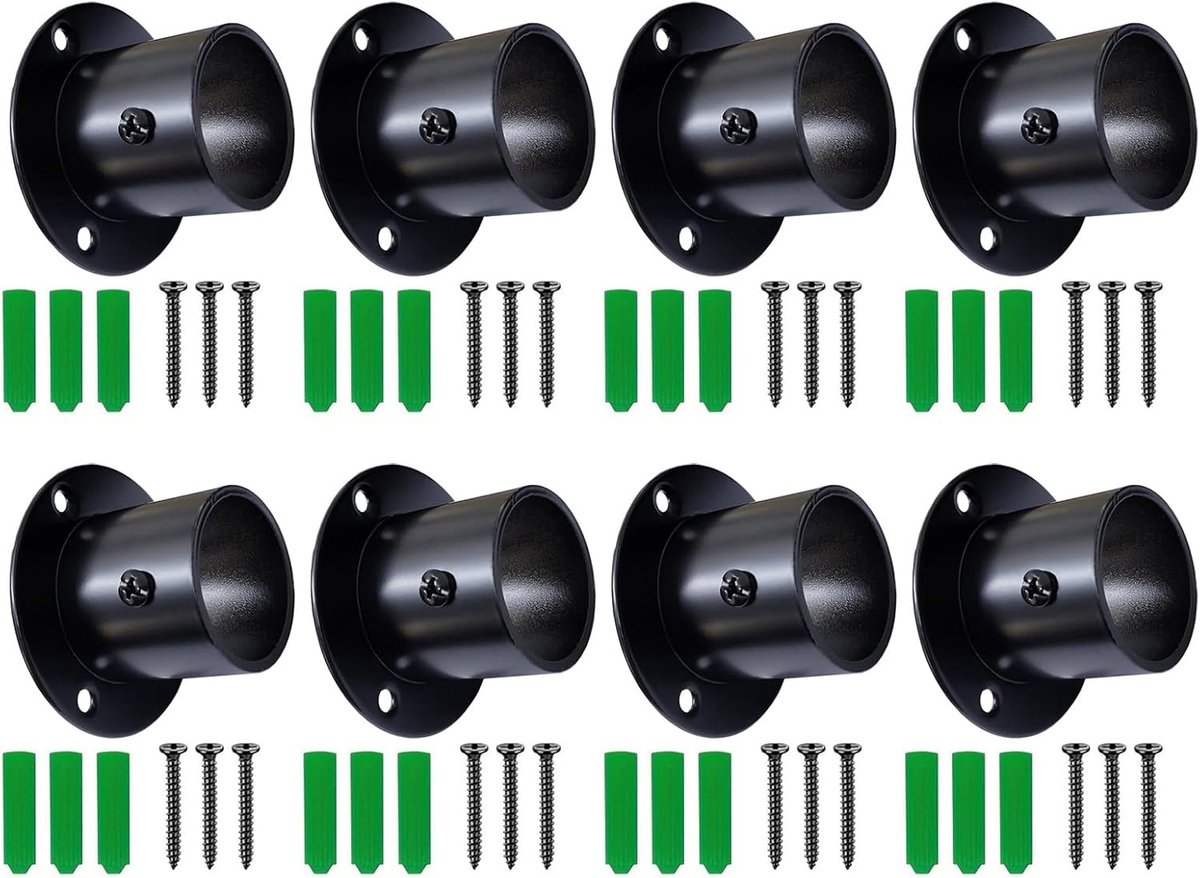 Stalen pole sockets flenshouder 19MM - matte zwarte afwerking - hoogwaardig materiaal - ShopVlot