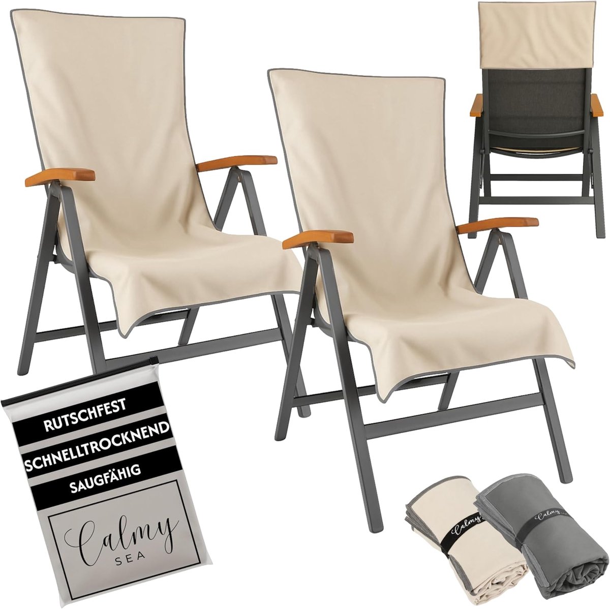 Tuinstoel Beschermhoezen 130 x 65 cm - Microfiber Lichtgewicht - Met Kap - Ideaal voor Op Reis - ShopVlot