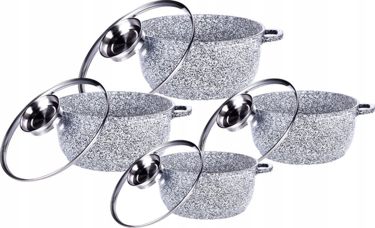 8-delige granieten kookpotten set Aroma, 16-28 cm, voor inductie en gas